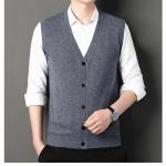 Vyri&scaron;ka vilnonė liemenė, rudens ir žiemos mados laisvalaikio masyvus V formos kaklo vyri&scaron;kas megztinis be rankovių su liemene su kardiganu XXL