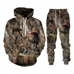 Rudens ir žiemos gyvūnai lapai kamufliažiniai 3D sportiniai kostiumai vyrams lauke su užtrauktuku. 6XL
