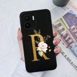 Skirta Xiaomi Redmi A1+ A2+ Plus 10C 12C 11A 9A 8A Pro dėklo galinis dangtelis Matinis smūgiams atsparus mink&scaron;tas silikoninis kvadratinis Telefono krep&scaron;iai Gėlių raidės, skirtos Redmi buferiui Redmi 9C