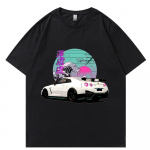 Pradiniai D mar&scaron;kinėliai Oversize Unisex mar&scaron;kinėliai Vasaros unisex Hip Hop Juokingi GTR Vaporwave JDM Car Print Harajuku mar&scaron;kinėliai Kasdieniai vir&scaron;utiniai mar&scaron;kinėliai L