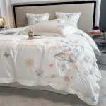 Lengvas prabangus dvipusis 100 grynos medvilnės siuvinėtas ilgas medvilnės mažas &scaron;viežios medvilnės keturių dalių antklodės užvalkalas 1.8m fitted sheet 4pcs