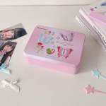 Stalinio kompiuterio laikymo dėžutė Rankinė sąskaita &bdquo;Pasidaryk pats&ldquo; medžiaga Didelės talpos saugojimo dėžutė 3 colių nuotraukų laikymo geležinė dėžutė 14*4.5*10cm rožinė