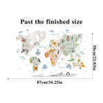 World Map Animals Wall Stickers for Kids Room Decoration Cartoon Wallpaper Nursery Vinyl Wall Decal