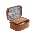 Kosmetinė su makiažo &scaron;epetėlių laikikliu, didelės talpos, vandeniui atspari, i&scaron; dirbtinės odos, kelioninis tualeto reikmenų organizatorius