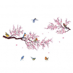 2 lak&scaron;tai / rinkinys gėlių medžio sieninis lipdukas Pink Blossom Bird vandeniui atsparus PVC, nuimamas gyvenamasis kambarys miegamasis Modernus sienų meno dekoro lipdukas A