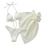 1 rinkinys bikini maudymosi kostiumėlių super &scaron;velnus nailonas seksualus atsparus dėvėjimuisi bikini 3 dalys liemenėlė M balta