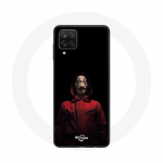 Coque Samsung Galaxy A12 La casa de papel Masque Fond Noir juoda