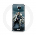 Coque pour Samsung Galaxy A8 2016 Vikings S&eacute;rie Saison 6 Ragnar Lothbrok logo V Ep&eacute;e Gris Fond Broui