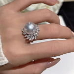 BELLA BOX Dirbtiniai natūralūs karoliukai &Scaron;viesūs Prabangūs Maži Deimantiniai Gėlių žiedas Moteri&scaron;ki Mada Indekso Pir&scaron;tų Papuo&scaron;alai Adjustable Opening natūrali
