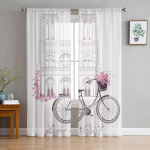 Paryžiaus Senos moteris, Eifelio bok&scaron;tas, raudonos lūpos Paryžiaus permatomos užuolaidos svetainei miegamojo langų apdaila virtuvė &scaron;ifoninė užuolaida 135W x 137H(cm)