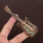Natural Moss Prehnite Stone Handmade Copper Wire Wrap Guitar Pendant 4.53 o4p36