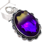 Natural Bi-Color Tourmaline Gemstone 925 Sterling Silver Gift Pendant 2.17 h1g12