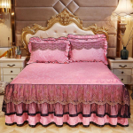 Aksominis nėriniuotas lovos sijonas europieti&scaron;ko stiliaus reljefinė lovatiesė, neslystanti apsauginis užvalkalas rudens ir žiemos &scaron;iltai patalynei 200*220cm 3pcs