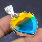 Natural Bi-Color Tourmaline Gemstone 925 Steling Silver Pendant 1.58 q7a46