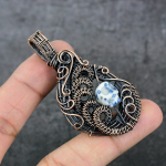 Natural Mosaic Jasper Gemstone Copper Wire Wrap Gift Jewelry Pendant 2.56 e6b25