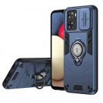 KEYSION Atsparus smūgiams &scaron;arvų dėklas, skirtas OPPO A57 4G A57S A77 A77S 4G slankiojančios kameros apsaugos žiedo stovas telefono dangtelis, skirtas OPPO A16 A16S for OPPO A57 pilka spalva