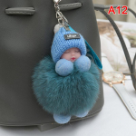 Pompom Sleeping Baby Keychain Mieli pūkuoti pliu&scaron;iniai lėlės raktų pakabukai