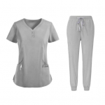2 vnt. / rinkinys Unisex ligoninės uniformų rinkinys V formos i&scaron;kirpte, trumpomis rankovėmis, ki&scaron;enės Vir&scaron;ūnės, elastingas juosmens kelnių rinkinys, greitai džiūstantis S