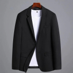Vyri&scaron;kas &scaron;varkas pavasariui, rudeniui, laisvalaikio, laisvo verslo &scaron;varkas, vyri&scaron;kas, madingas, vientisas, ilgomis rankovėmis, sagų kostiumas, Homme XXXXL juoda