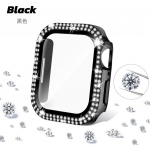 Grūdinto stiklo ekrano apsauga Apple Watch dėklui 45mm/41mm/40mm 9/8/7/6/se/5/4 serijai Deimantinis PC iWatch 38mm/42mm/44mm Series 7 8 9 45MM juoda