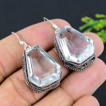White Topaz Gemstone Handmade 925 Sterling Silver Jewelry Earring 1.77 z6p24