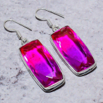 Bi-Color Tourmaline Gemstone Handmade 925 Sterling Silver Earring 2.01 e4d37