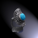 Natural Tibetan Turquoise Handmade 925 Sterling Silver Ring Size 8.75 f4p11