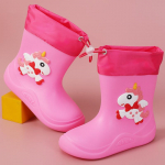Vaiki&scaron;ki lietaus batai Žieminiai su vilnoniu pamu&scaron;alu Sutir&scaron;tinti Animaciniai Vandeniui atsparūs Neslystantys Batai Berniukų ir Mergaičių Lietaus Batai 27 rožinė