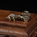 Retro puo&scaron;menos &bdquo;Bull Pull Vehicle&ldquo; figūrėlės gryno vario kinų liaudies feng shui amatai namų dekoravimas