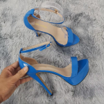 Moteri&scaron;kos basutės Seksualūs atviri pir&scaron;tai 14 cm Vakarienė Blyksniai auk&scaron;takulniai lakinės odos naktinio klubo platforma Vakarėlio raudoni vestuviniai batai 44 didesnio dydžio 44 mėlyna