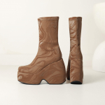 lenkisen Flock rudens žiemos batai Super auk&scaron;takulniai marginti plei&scaron;tais Elastiniai batai su platforma i&scaron;laiko &scaron;ilumą Madingi batai iki blauzdos 40