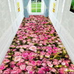 3D Stereoskopiniai Gėlių ir Žolės Koridoriaus Ilgi Kilimai Lengvos Prabangos Holo Kilimas Neslystantis Bėgimo Takelio Kilimas Pastoralinis Kelias Laiptų Kilimėlis W160*H200CM
