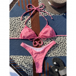 Seksualus halterio tipo brazili&scaron;kas vidutinio juosmens bikinis moteri&scaron;kas maudymosi kostiumėlis moterims maudymosi apranga dviejų dalių bikinių komplektas maudymosi kostiumėlis maudymosi S juoda