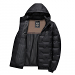 Rudens ir žiemos grafeno vienspalvė vidutinio amžiaus ir vyresnių žmonių medvilninė striukė, vyri&scaron;kas kasdienis tėčio įvaizdis, medvilninė striukė su gobtuvu vyrams XXXL juoda