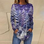 Moteri&scaron;ki palaidi apvalaus kaklo retro ra&scaron;to mar&scaron;kinėliai su spaudiniais ilgomis rankovėmis Kalėdoms XXL rožinė