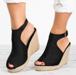 madingi didelio dydžio 35-43 platforminiai sandalai su plei&scaron;eliu moterims, auk&scaron;takulniai Sandalias Mujer, vasariniai klumpiniai batai moterims, Zapatos De Hombre E12 35 juoda