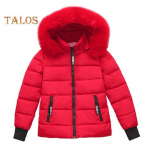 Žieminiai pūkiniai paltai, pamink&scaron;tintos ki&scaron;enės su gobtuvu Užsegamos užtrauktuku &bdquo;Parka&ldquo; vėjui atsparus &scaron;ilumą sulaikantis &bdquo;Slim Fit&ldquo; plius dydis, kasdienis &scaron;altas oras vir&scaron;utiniai drabužiai, medvilninė striukė L raudona