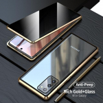 Dvipusis metalinis dėklas, skirtas &bdquo;Samsung Galaxy S23 S22 Ultra S21 Plus S20 FE Note 20&ldquo; su apsauga nuo žvilgsnio ir privatumo, magnetiniu grūdinto stiklo dėklu. For S21