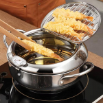 Nerūdijančio plieno gruzdintuvės puodas su dvigubu dugnu su termometrais Gilus puodas Didelis gruzdintuvės sriubos puodas Nuimamas nutekėjimo stovas raudona