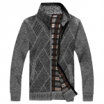 Rudeninis laisvalaikio flisinis vyri&scaron;kas kardiganas ilgomis rankovėmis, madingas miesto stiliaus megztas vyri&scaron;kas megztinis 3XL pilka spalva