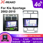 Android 13 automobilio radijas KIA Sportage 2 2002 - 2010 m. Multimedia navigacijos grotuvas CarPlay įrenginys Be DVD QLED WIFI 4G 8 branduolių DSP 9 colių 8 core 4GB+64GB