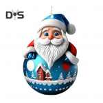 Riedantis Kalėdų Senelis Pakabukas 2D Akrilinis Kabantis Papuo&scaron;imas Kalėdų Eglutei Animacinis Kalėdų Senelio Dekoravimas Židiniui Automobiliui Kuprinei mėlyna