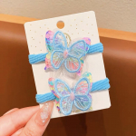 2 vnt Vaiki&scaron;ki blizgučiai pentagrama elastinės plaukų juostelės vaikams Kawaii plaukų kaklarai&scaron;čiai Virvelės žiedas Nauji galvos apdangalai mergaičių plaukų aksesuarai mėlyna