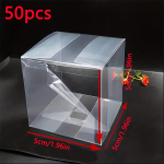50 vnt. skaidrios dovanų dėžutės žvakių pakuotės dovanų dėžutė 5 * 5 * 5 cm PVC vestuvių saldainių dėžutė vestuvių vakarėlio reikmenų dovanų pakuotė 5x5x5cm gryna