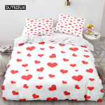 Raudonos &scaron;irdies antklodės užvalkalas Prabangus romanti&scaron;kos temos patalynės komplektas porai Valentino dienos dovanos merginai Miegamojo dekoravimas EU single(135x200cm)