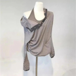 Dryžuotas ilgarankovis laisvalaikio stiliaus gobtuvas moterims, antrakursių metų modelis S &scaron;viesiai pilka spalva