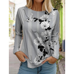 2024 m. moteri&scaron;ki madingi retro stiliaus vir&scaron;utiniai mar&scaron;kinėliai ilgomis rankovėmis, megztinis su kaklu, laisvalaikio mar&scaron;kinėliai ilgomis rankovėmis Nauji 3d spausdinti Lotus Print mar&scaron;kinėliai 5XL