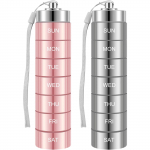 2 vnt. Aliuminio lydinio tablečių organizatorius, sudedamas, sandarus, vandeniui atsparus, savaitinis tablečių laikymo konteineris, ne&scaron;iojama kelioninė tablečių dėžutė