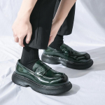 Vyri&scaron;ki batai su platforma Loafer Suknelė Liftas Punk Batai Auk&scaron;tis Padidinti Odiniai Storo Pado vijokliai Didelio dydžio EU: 38 žalia