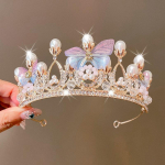 Vaiki&scaron;ki karūnos galvos apdangalai Mažosios princesės karūnos gimtadienio galvos juostelė Mergaičių kri&scaron;toliniai plaukų priedai Gimtadienio dovana